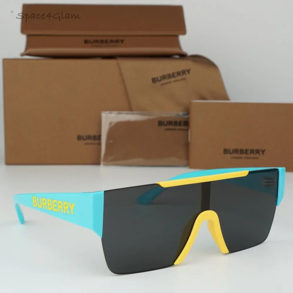 Burberry Boys Sunglasses Yellow Blue Grey Shield JB4387 405087 KIDS BRAND NEW